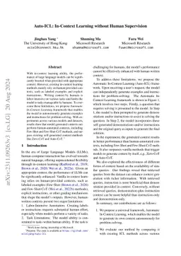 Auto-ICL: In-Context Learning without Human Supervision