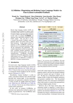 LLMRefine: Pinpointing and Refining Large Language Models via
  Fine-Grained Actionable Feedback