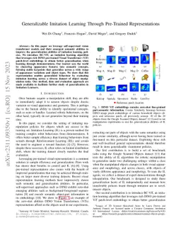 Generalizable Imitation Learning Through Pre-Trained Representations