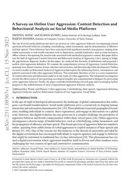 A Survey on Online User Aggression: Content Detection and Behavioral Analysis on Social Media