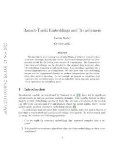 Banach-Tarski Embeddings and Transformers