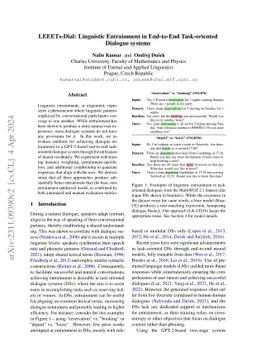 LEEETs-Dial: Linguistic Entrainment in End-to-End Task-oriented Dialogue
  systems
