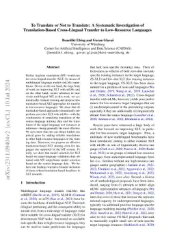 To Translate or Not to Translate: A Systematic Investigation of
  Translation-Based Cross-Lingual Transfer to Low-Resource Languages