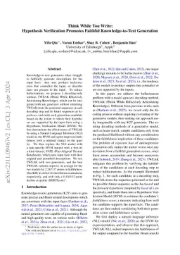 Think While You Write: Hypothesis Verification Promotes Faithful
  Knowledge-to-Text Generation