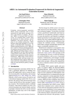 ARES: An Automated Evaluation Framework for Retrieval-Augmented
  Generation Systems