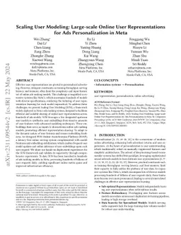 Scaling User Modeling: Large-scale Online User Representations for Ads
  Personalization in Meta