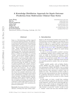 A Knowledge Distillation Approach for Sepsis Outcome Prediction from
  Multivariate Clinical Time Series