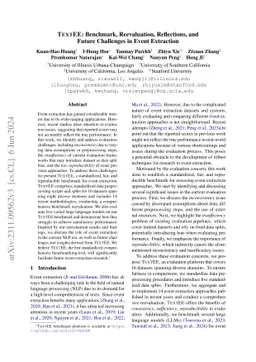 TextEE: Benchmark, Reevaluation, Reflections, and Future Challenges in
  Event Extraction