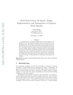 Work State-Centric AI Agents: Design, Implementation, and Management of
  Cognitive Work Threads