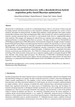 Accelerating material discovery with a threshold-driven hybrid
  acquisition policy-based Bayesian optimization