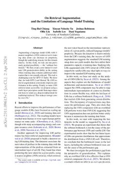 On Retrieval Augmentation and the Limitations of Language Model Training