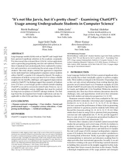 "It's not like Jarvis, but it's pretty close!" -- Examining ChatGPT's
  Usage among Undergraduate Students in Computer Science