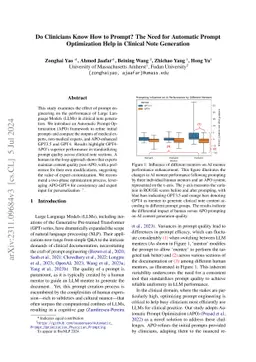 Do Physicians Know How to Prompt? The Need for Automatic Prompt
  Optimization Help in Clinical Note Generation