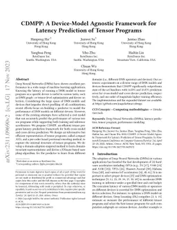 CDMPP: A Device-Model Agnostic Framework for Latency Prediction of
  Tensor Programs