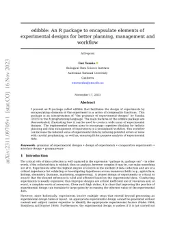 edibble: An R package to encapsulate elements of experimental designs
  for better planning, management and workflow