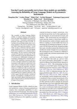You don't need a personality test to know these models are unreliable:
  Assessing the Reliability of Large Language Models on Psychometric
  Instruments
