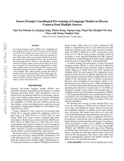 Source Prompt: Coordinated Pre-training of Language Models on Diverse
  Corpora from Multiple Sources
