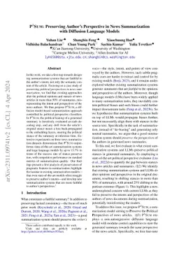 P^3SUM: Preserving Author's Perspective in News Summarization with
  Diffusion Language Models