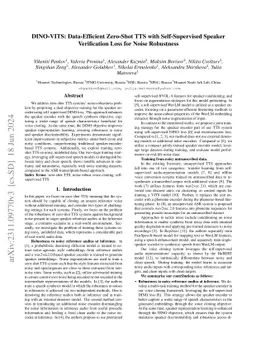 DINO-VITS: Data-Efficient Zero-Shot TTS with Self-Supervised Speaker
  Verification Loss for Noise Robustness