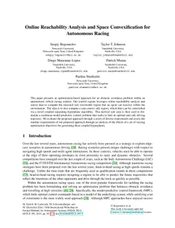 Online Reachability Analysis and Space Convexification for Autonomous
  Racing