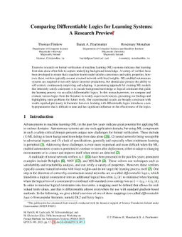 Comparing Differentiable Logics for Learning Systems: A Research Preview