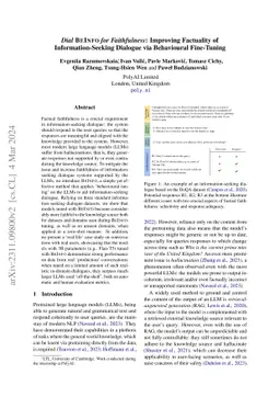 $\textit{Dial BeInfo for Faithfulness}$: Improving Factuality of
  Information-Seeking Dialogue via Behavioural Fine-Tuning