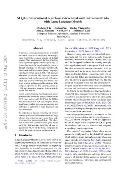 SUQL: Conversational Search over Structured and Unstructured Data with
  Large Language Models