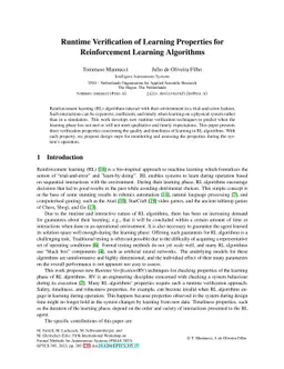 Runtime Verification of Learning Properties for Reinforcement Learning
  Algorithms