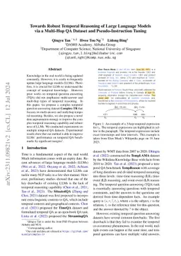 Towards Robust Temporal Reasoning of Large Language Models via a
  Multi-Hop QA Dataset and Pseudo-Instruction Tuning