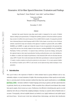 Generative AI for Hate Speech Detection: Evaluation and Findings