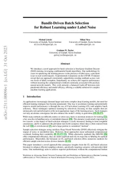 Bandit-Driven Batch Selection for Robust Learning under Label Noise