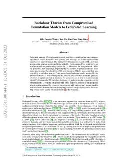 Backdoor Threats from Compromised Foundation Models to Federated
  Learning