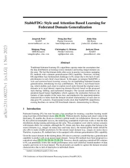 StableFDG: Style and Attention Based Learning for Federated Domain
  Generalization