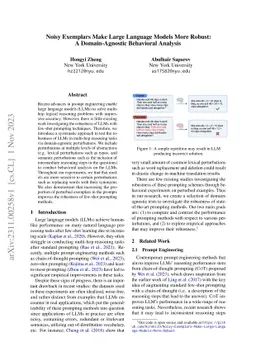 Noisy Exemplars Make Large Language Models More Robust: A
  Domain-Agnostic Behavioral Analysis