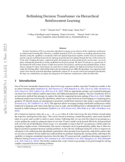 Rethinking Decision Transformer via Hierarchical Reinforcement Learning
