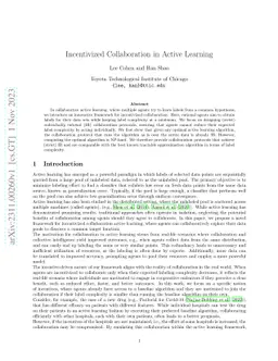 Incentivized Collaboration in Active Learning