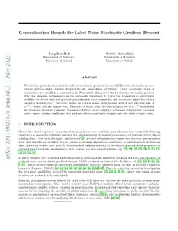Generalization Bounds for Label Noise Stochastic Gradient Descent