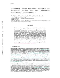 Knowledge-Infused Prompting: Assessing and Advancing Clinical Text Data Generation with Large Language Models