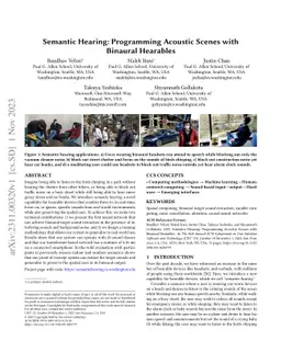 Semantic Hearing: Programming Acoustic Scenes with Binaural Hearables