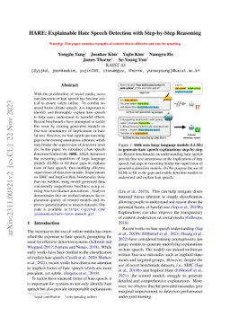 HARE: Explainable Hate Speech Detection with Step-by-Step Reasoning