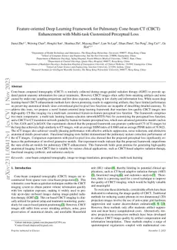 Feature-oriented Deep Learning Framework for Pulmonary Cone-beam CT
  (CBCT) Enhancement with Multi-task Customized Perceptual Loss