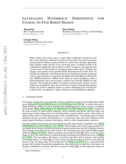 Leveraging Hyperbolic Embeddings for Coarse-to-Fine Robot Design