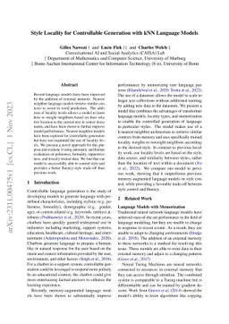 Style Locality for Controllable Generation with kNN Language Models