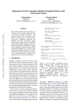 Robustness Tests for Automatic Machine Translation Metrics with
  Adversarial Attacks