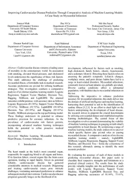 Improving Cardiovascular Disease Prediction Through Comparative Analysis
  of Machine Learning Models: A Case Study on Myocardial Infarction