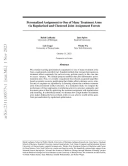 Personalized Assignment to One of Many Treatment Arms via Regularized
  and Clustered Joint Assignment Forests