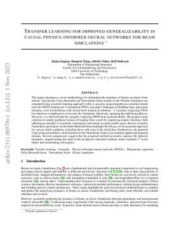 Transfer learning for improved generalizability in causal
  physics-informed neural networks for beam simulations