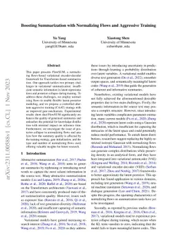 Boosting Summarization with Normalizing Flows and Aggressive Training
