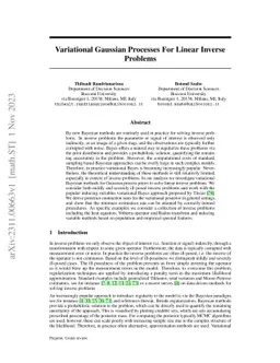 Variational Gaussian Processes For Linear Inverse Problems