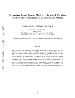 Recovering Linear Causal Models with Latent Variables via Cholesky
  Factorization of Covariance Matrix